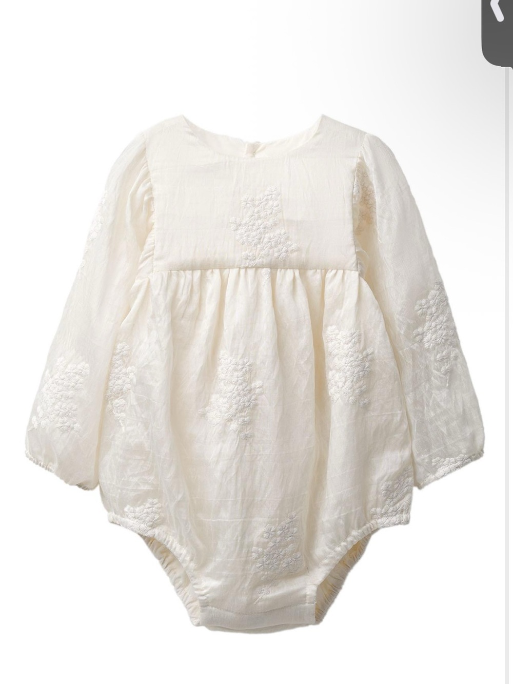 Zara Cream Embroidered Long-Sleeve Baby One-Piece